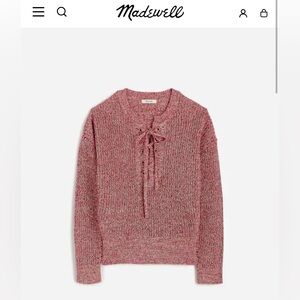 Madewell Marled Ribbed Lace-Up Sweater